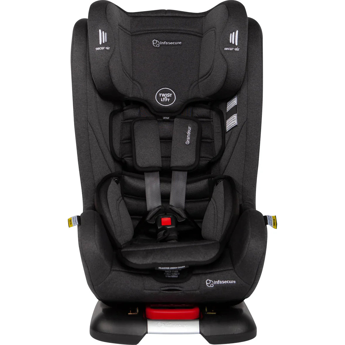 Black child safety car seat with air cocoon technology™ from Infasecure Grandeur