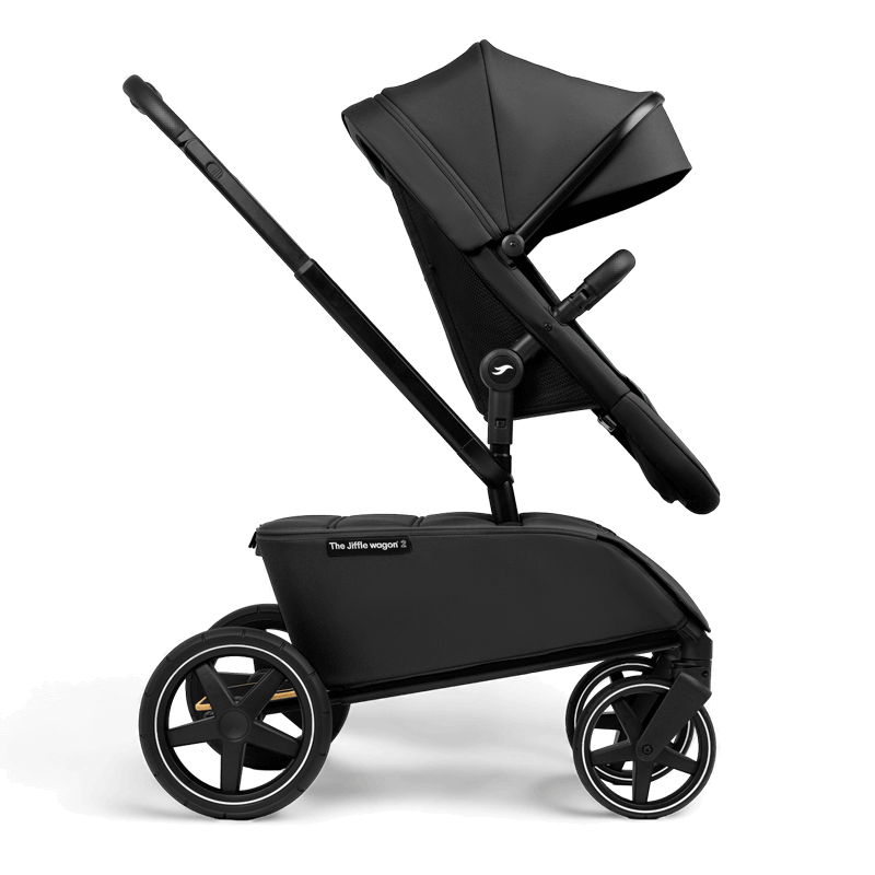 Black stroller wagon from The Jiffle Wagon 6 in 1 Wagon cart for baby strollers