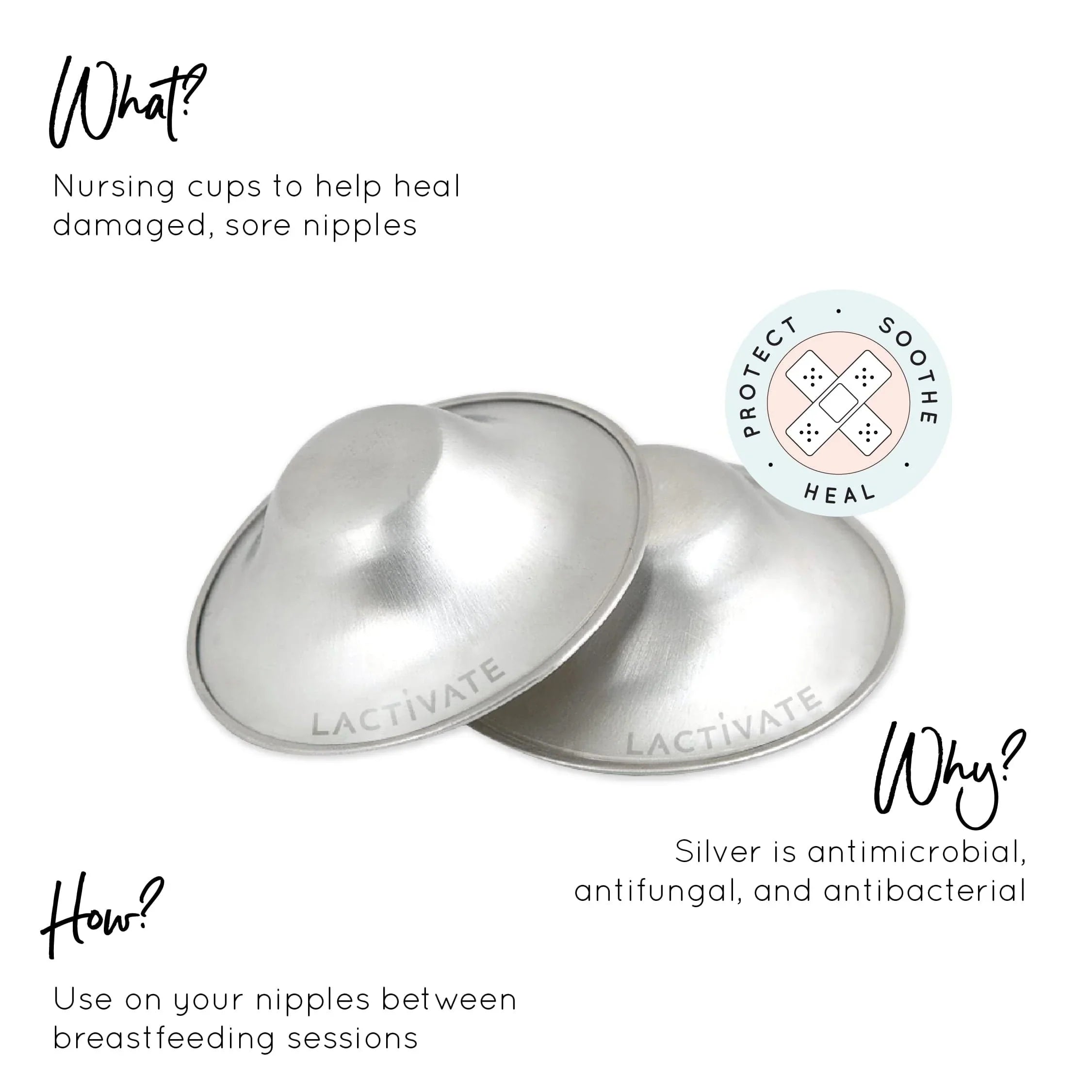 Lactivate Silver Nursing Cups for Toshi Baby to heal sore damaged nipples naturally