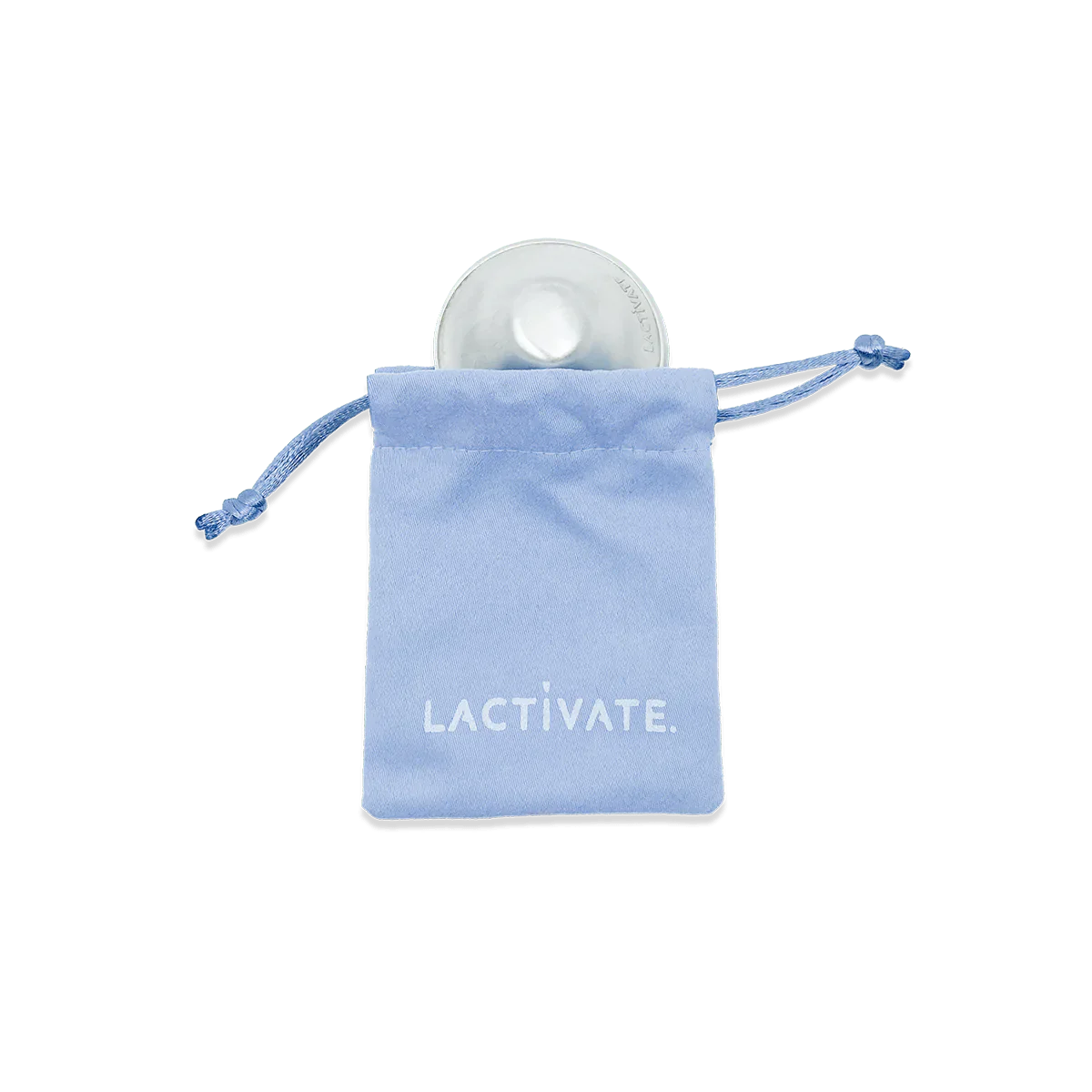 Light blue Lactivate Silver Nursing bag with white disc, perfect for baby strollers