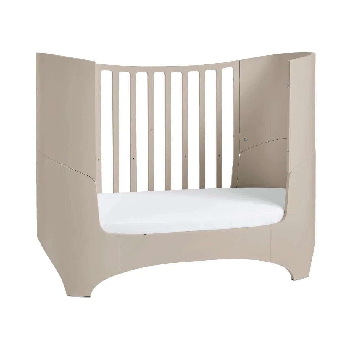 Beige Leander Classic Cot with White Mattress and Leander Premium Mattress included