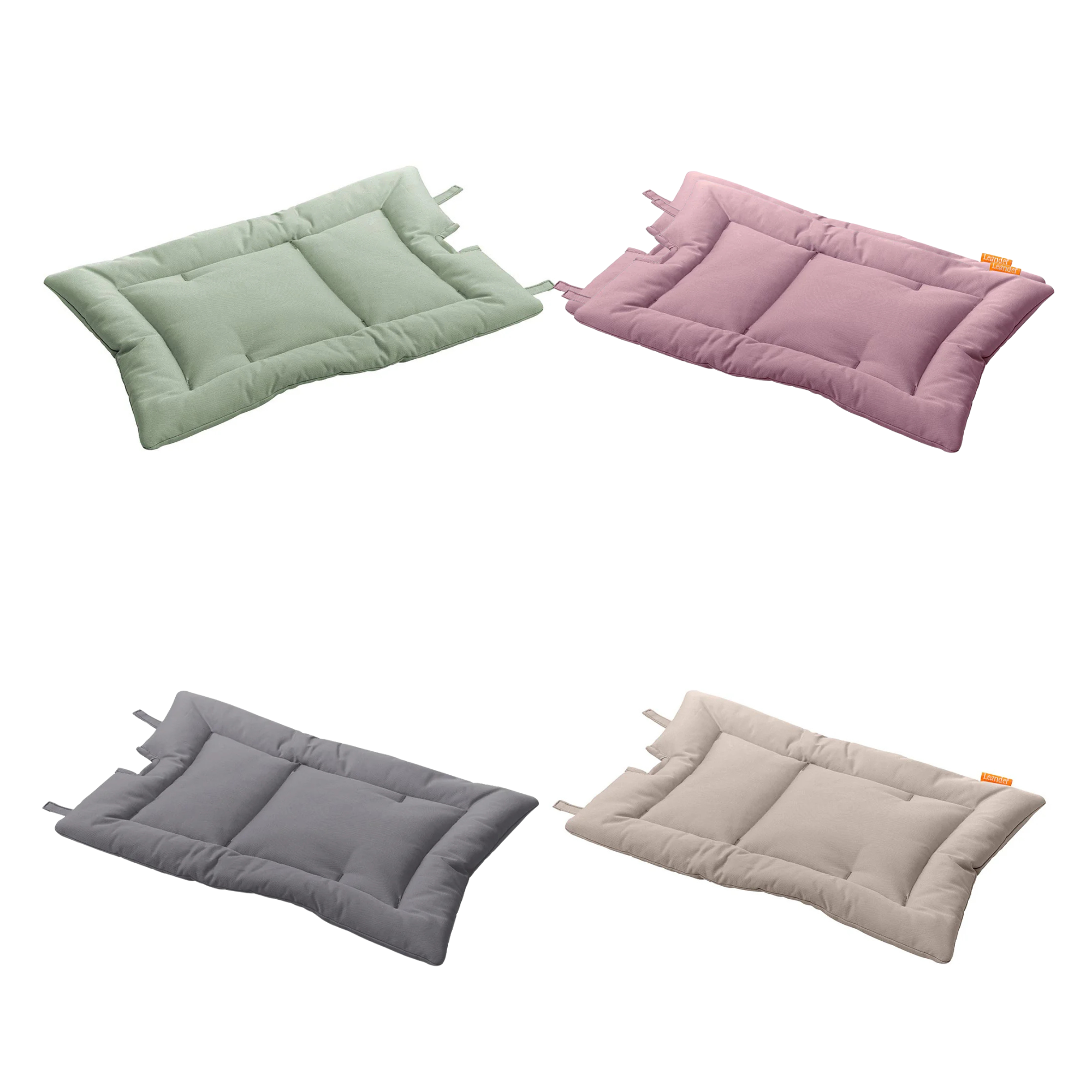 Four cushioned toshi baby mats with tie straps for Leander Classic High Chair and baby strollers