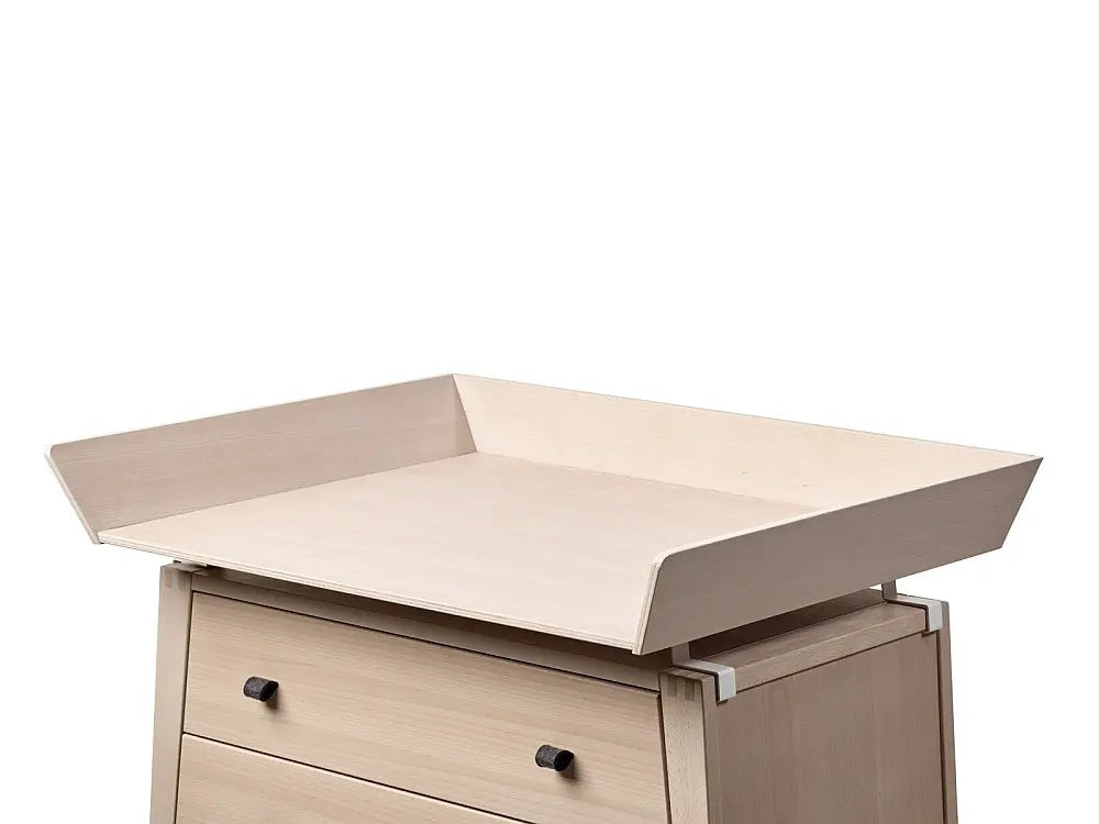 Wooden changing table from Leander Dresser Change Tray, perfect for Toshi Baby’s smart change tray setup