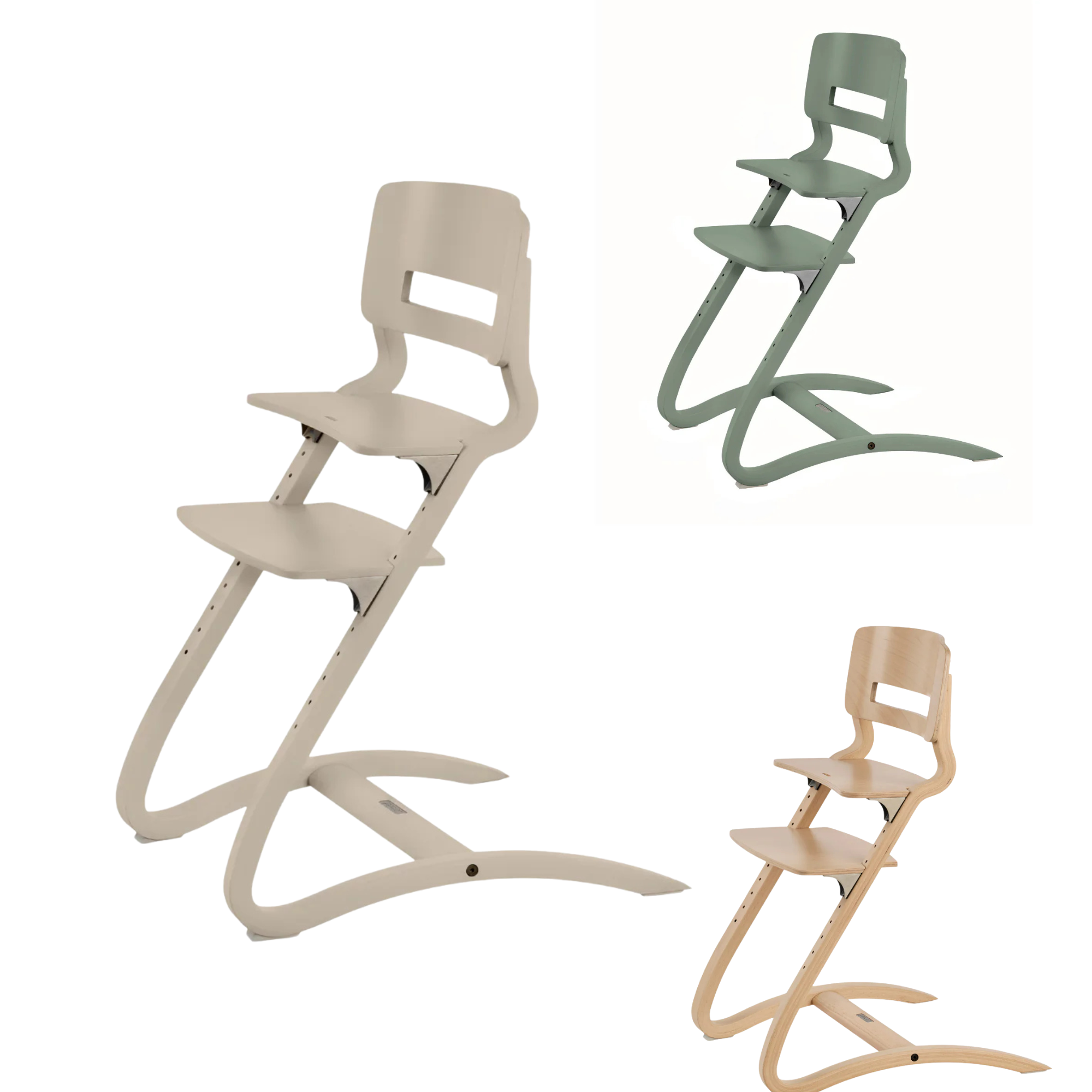 Adjustable wooden high chairs from Leander Louie Highchair, perfect for Toshi baby romper & baby strollers