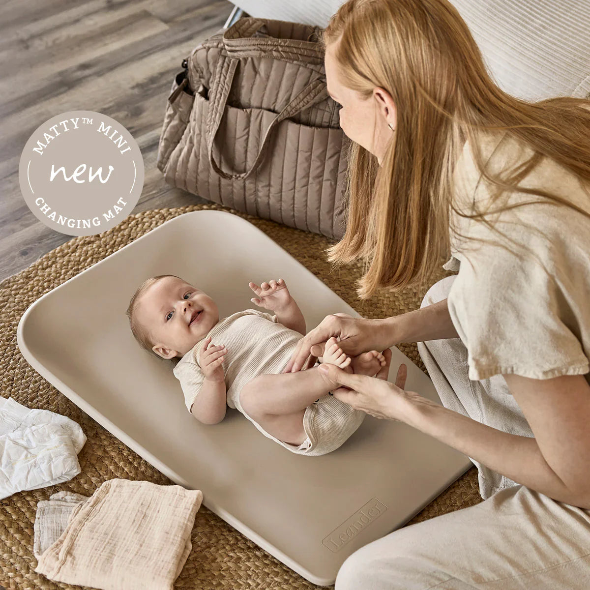 Beige Leander Matty Mini change mat perfect for toshi baby and baby strollers