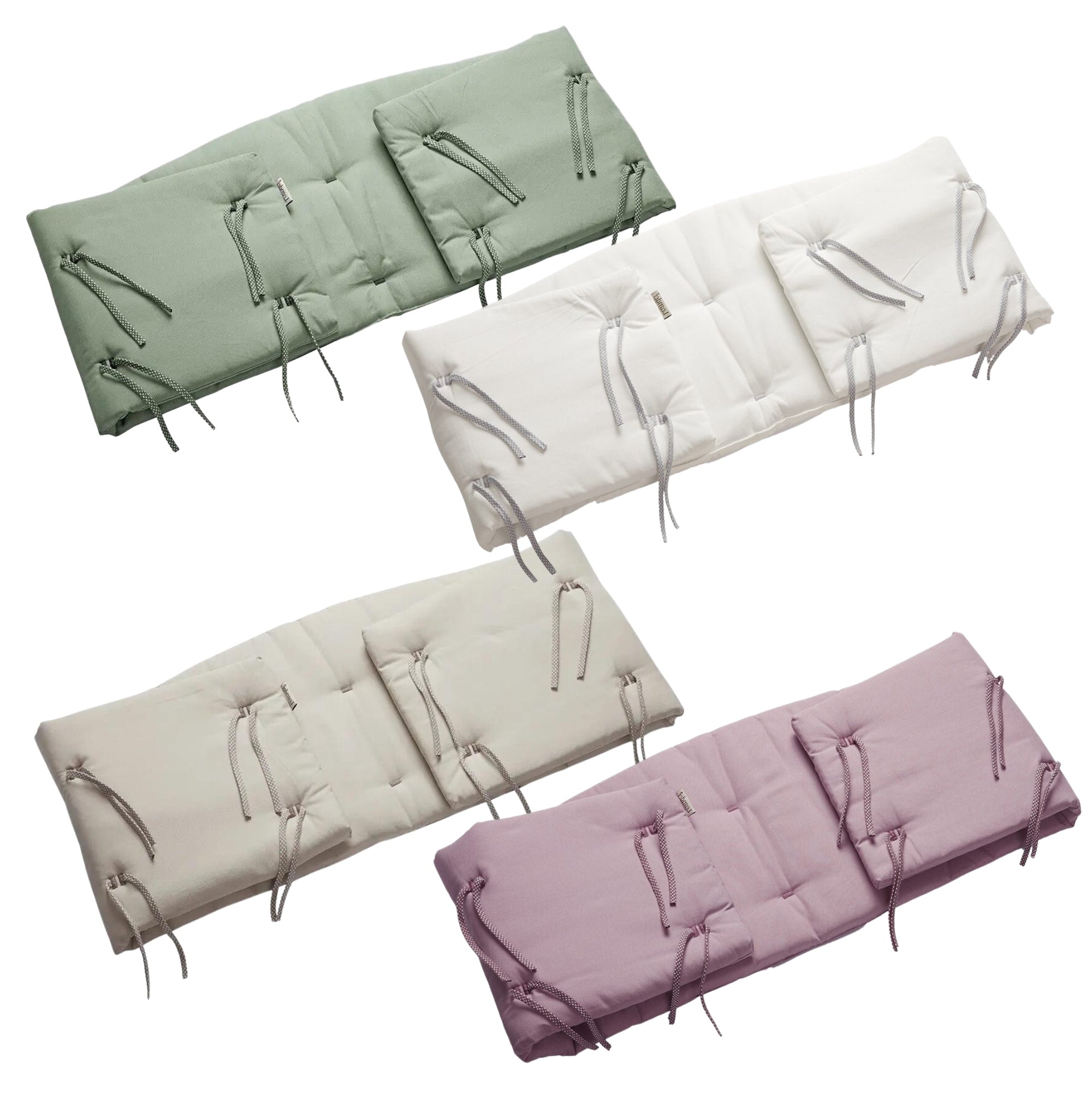 Colorful tufted seat cushions with tie strings for Toshi Baby Organic Classic Cot Bumper