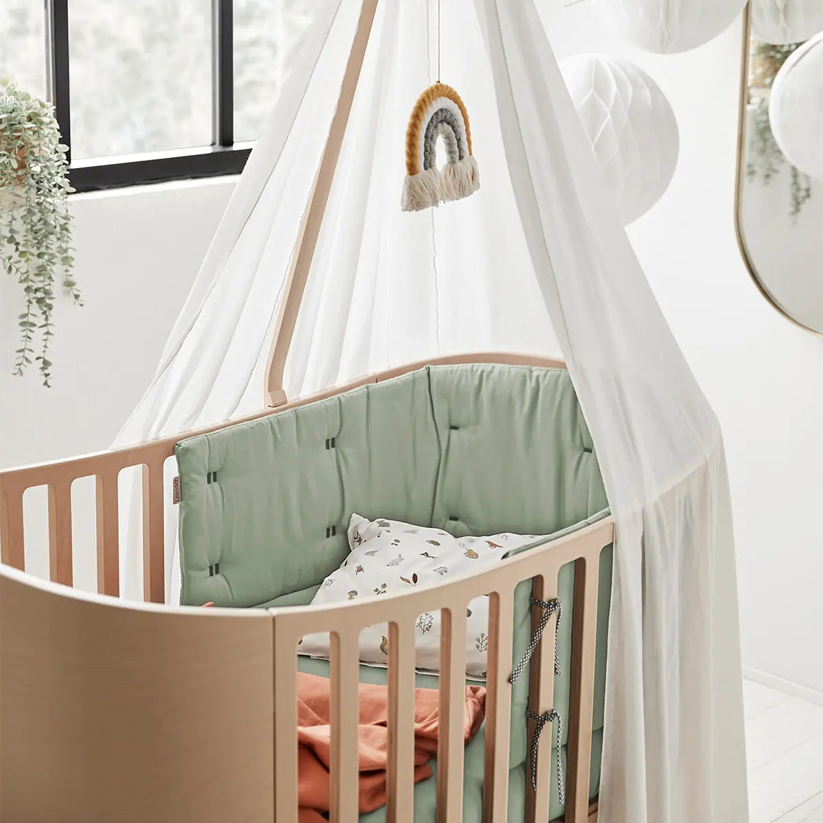 Toshi Baby Organic Classic Cot Bumper with crib canopy for cozy sleep setup