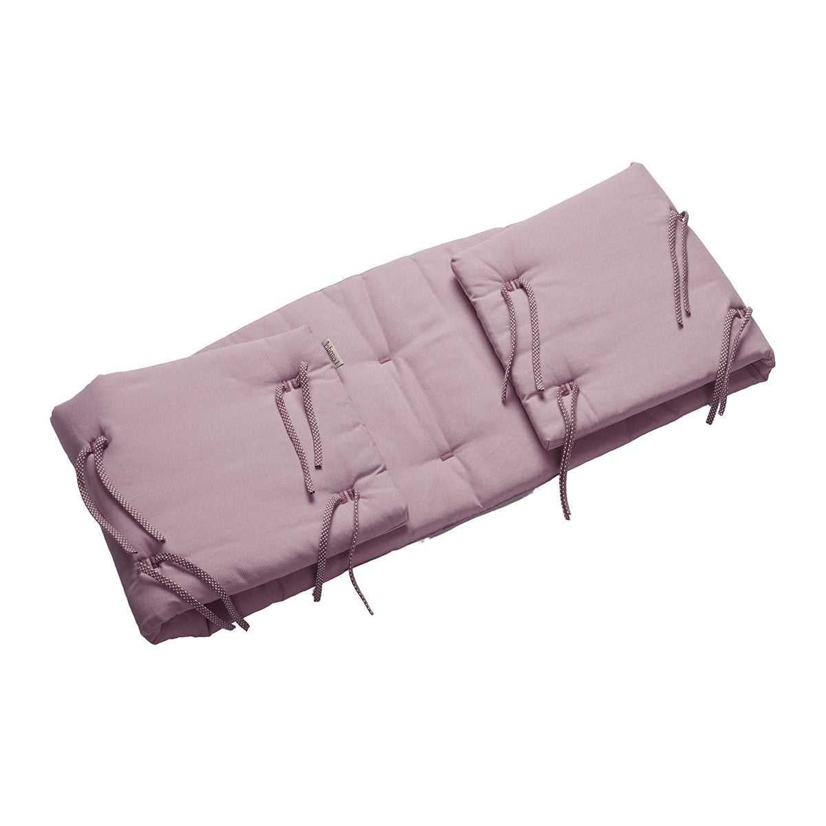Mauve padded crib bumper with ties from Toshi Baby Organic Classic Cot Bumper collection