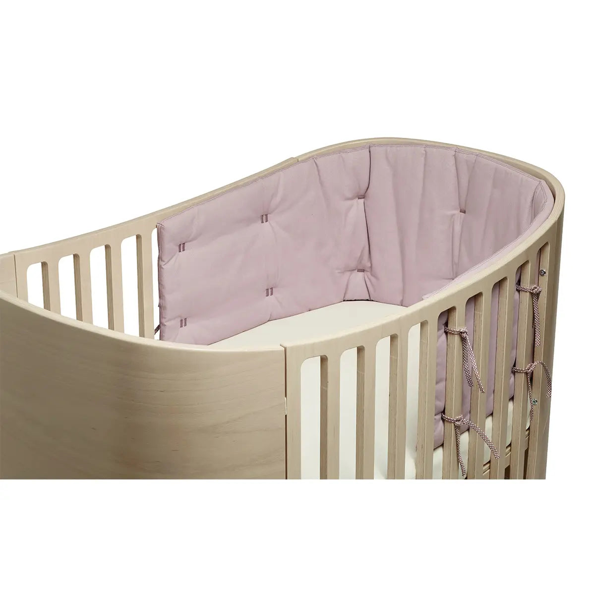 Oval crib with padded bumper in Toshi Baby Organic Classic Cot Bumper lineup