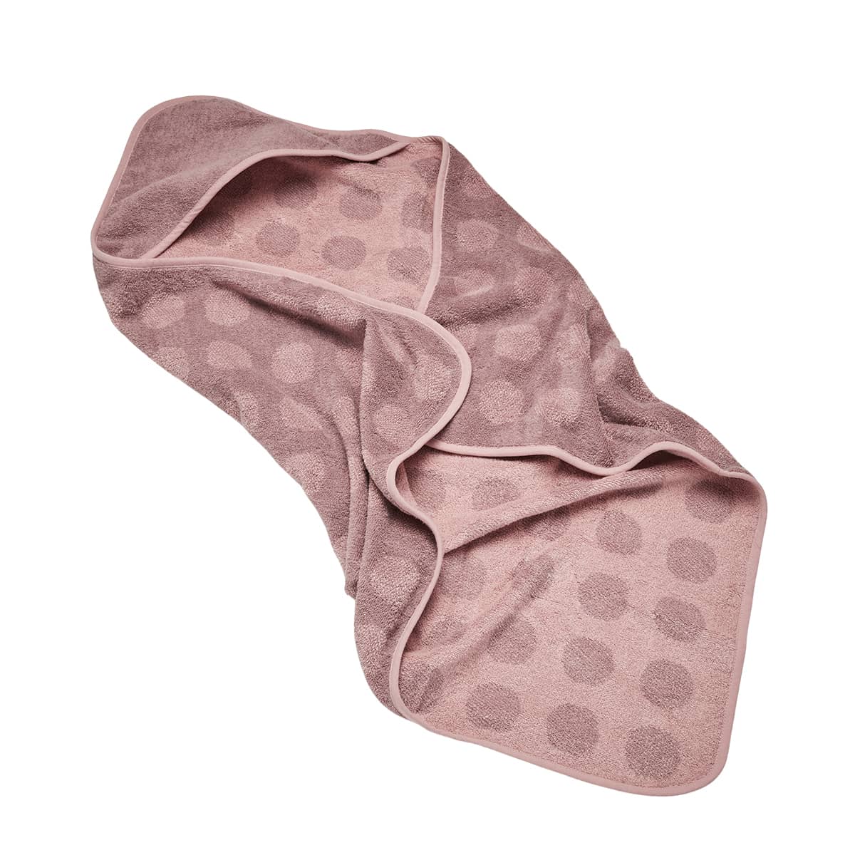 Pink hooded baby towel with polka dots from Leander Organic Hooded collection for toshi baby