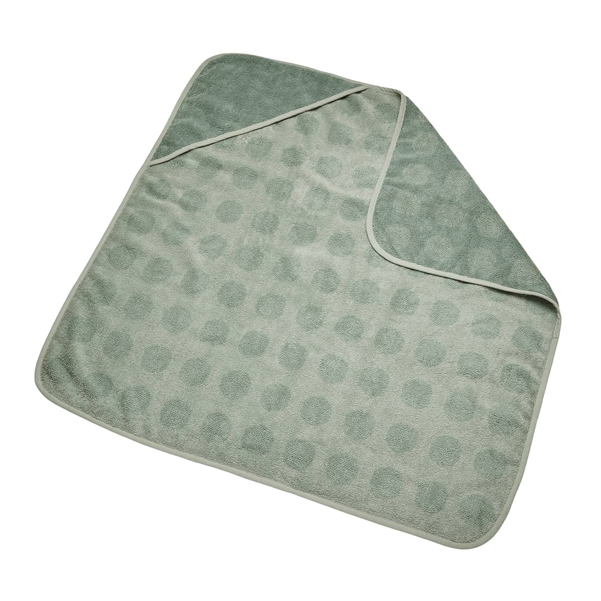 Green hooded baby towel with polka dots from Leander Organic Hooded, perfect for Toshi Baby swim lessons
