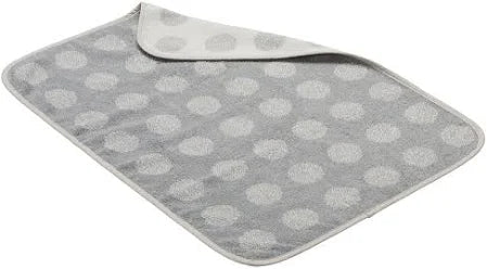 Gray and white polka dot baby changing pad on Leander Organic Matty Topper made from organic cotton terry for toshi baby
