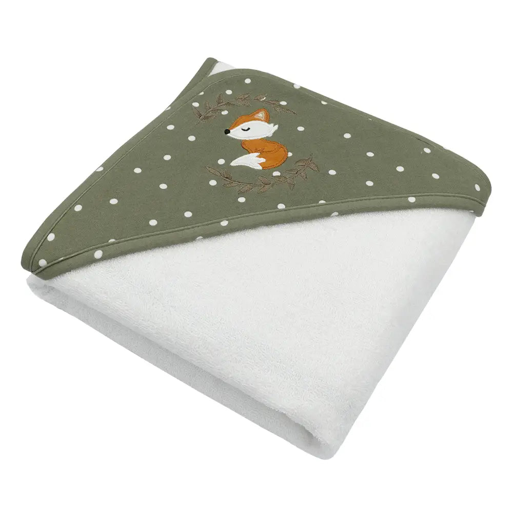 Hooded baby towel with fox design from Living Textiles Forest Retreat for Toshi Baby