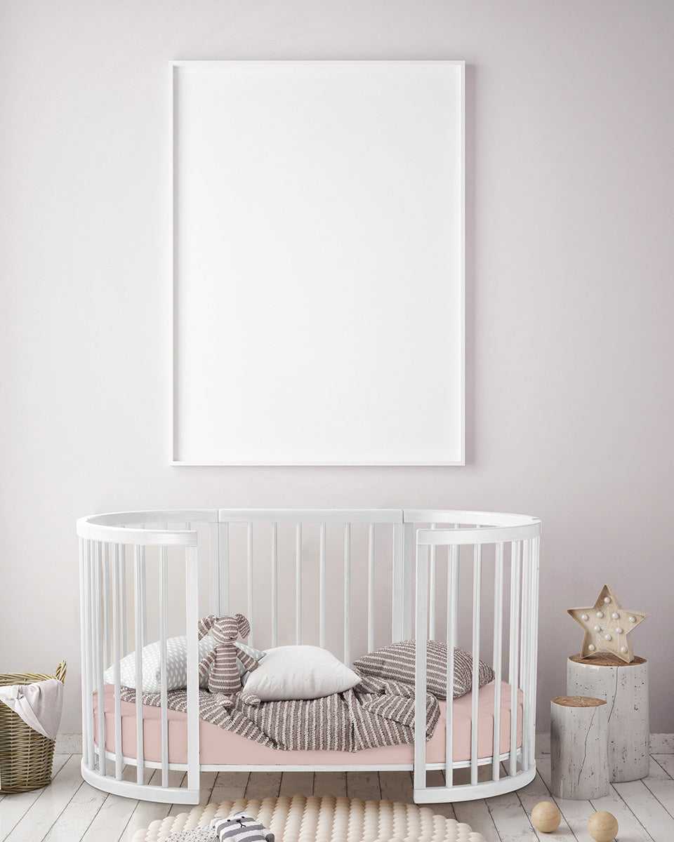 White round baby crib in Lolli Sprout Cot 4 in 1 WHITE with Mattress, eco-friendly European Beech Wood