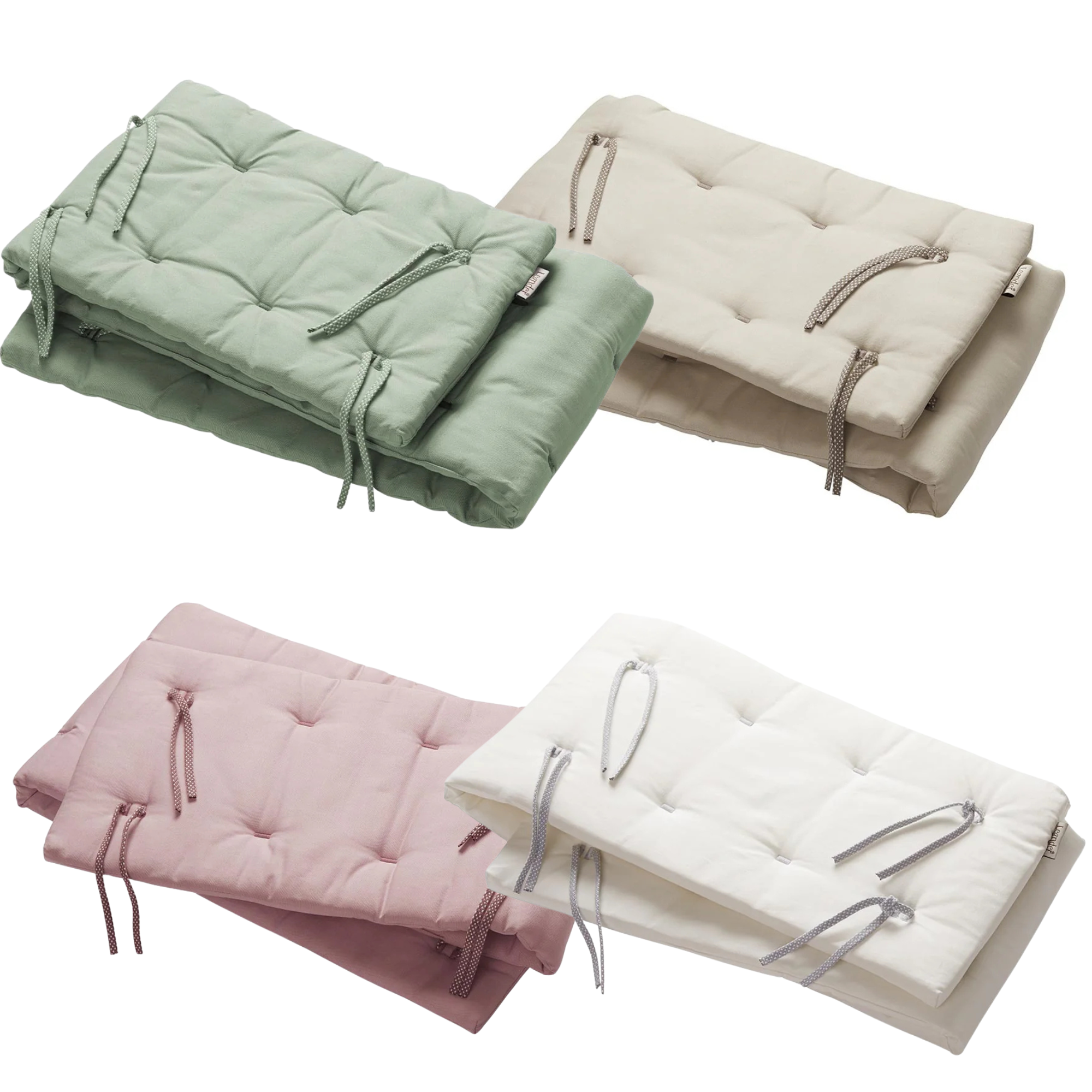 Four quilted baby bumper pads for Leander Organic Linea Luna Cot Bumper, perfect for Toshi Baby