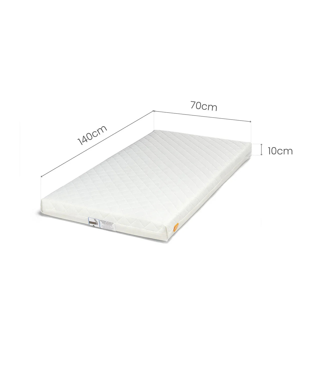 Rectangular white Mamas & Papas cot bed essential pocket spring mattress 140x70x10cm