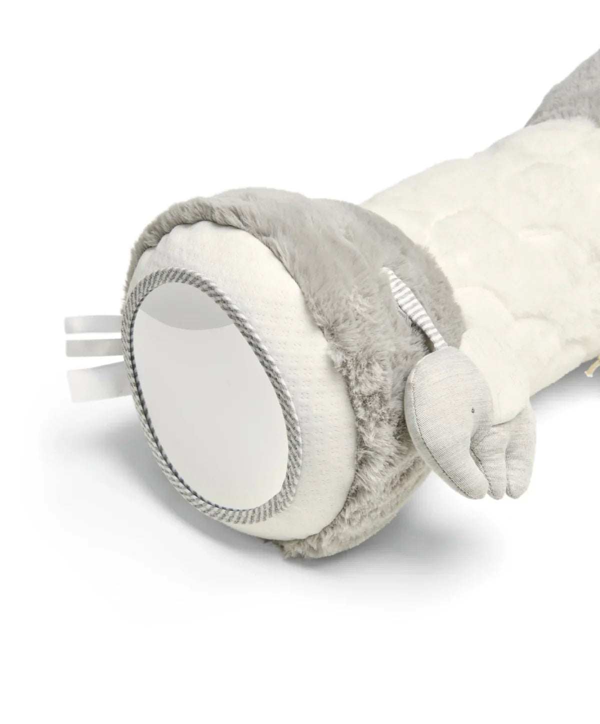 Gray and white plush bolster pillow for tummy time roll from Mamas & Papas Tummy Time Roll collection