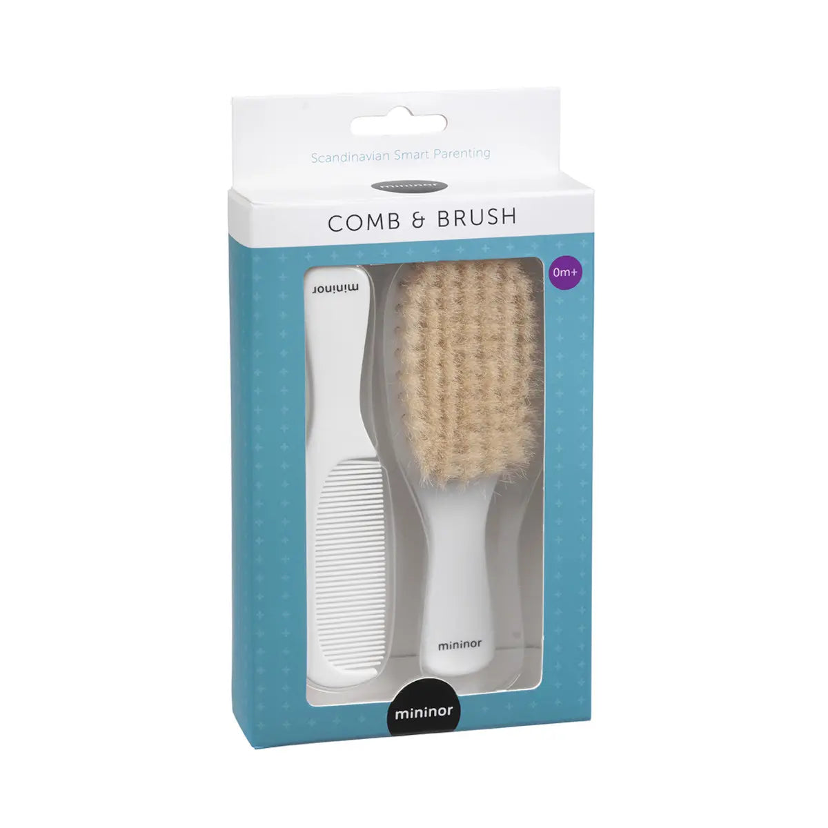 Baby comb and brush set for gentle grooming, perfect with Toshi Baby Romper or Odyssey Wagon Wheels