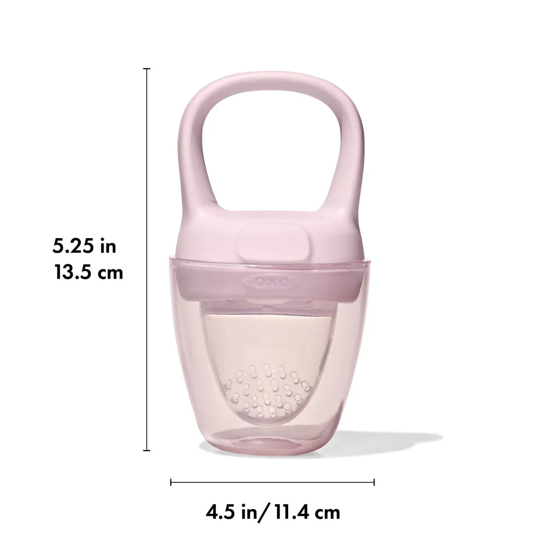 Pink oxo tot silicone self-feeder perfect for toshi baby and soothe teething tots