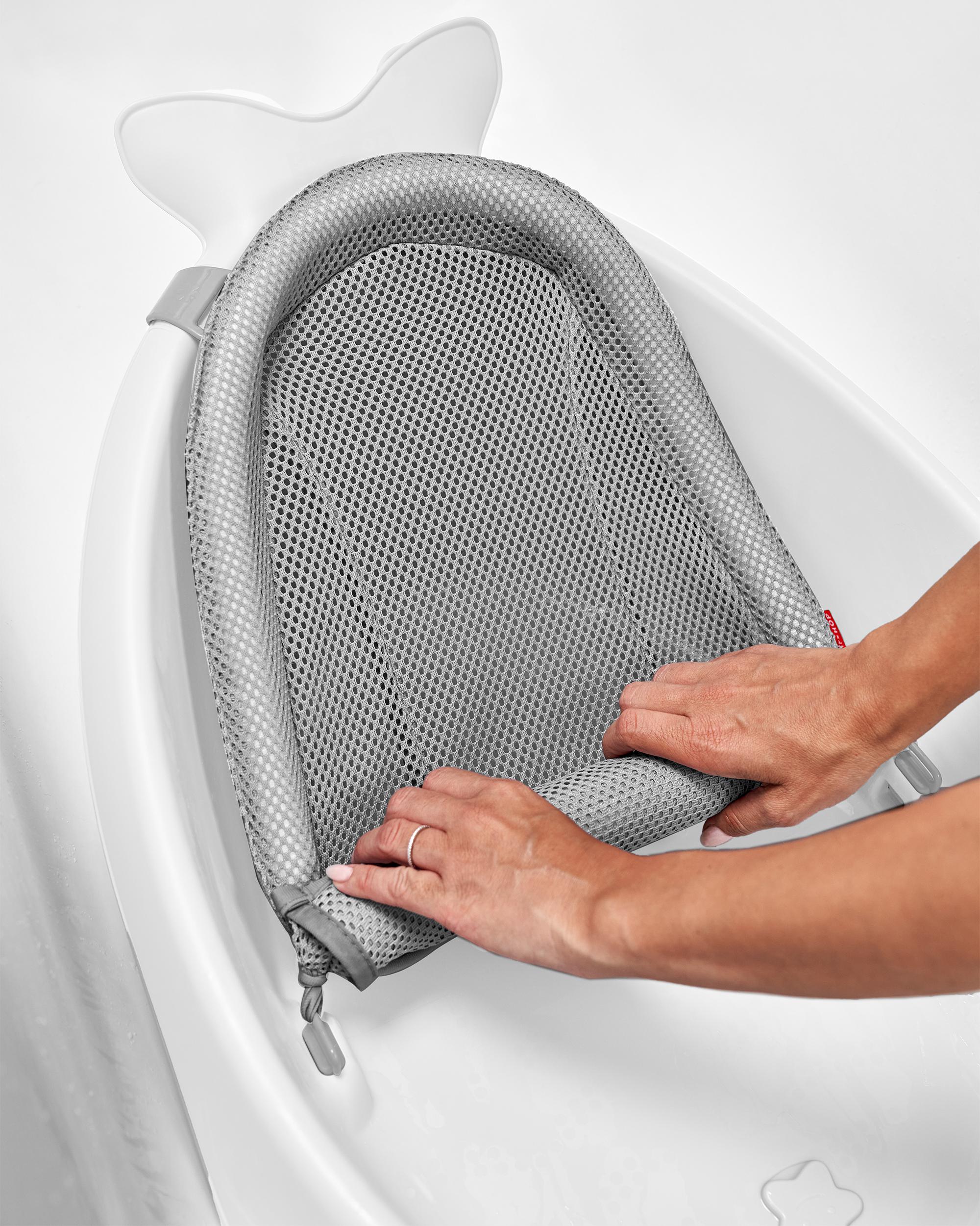 Gray mesh baby bathtub support for Skip Hop Moby Smart Sling baby strollers