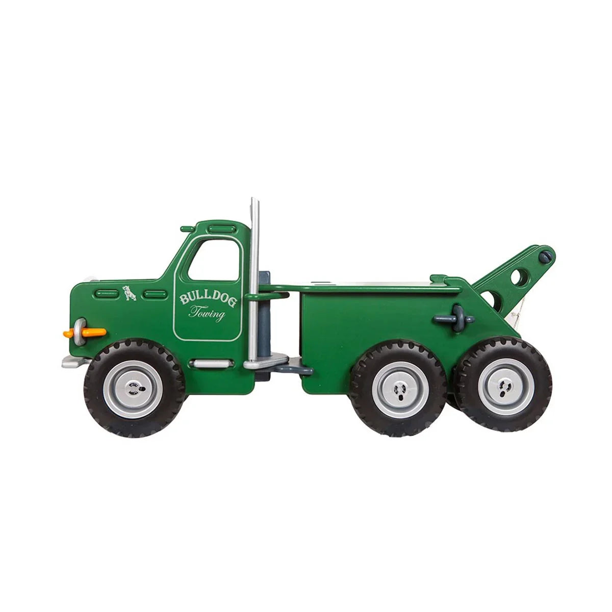 Green wooden tow truck toy from ToShi Baby Moover Classic Mack made with quality veneer plywood