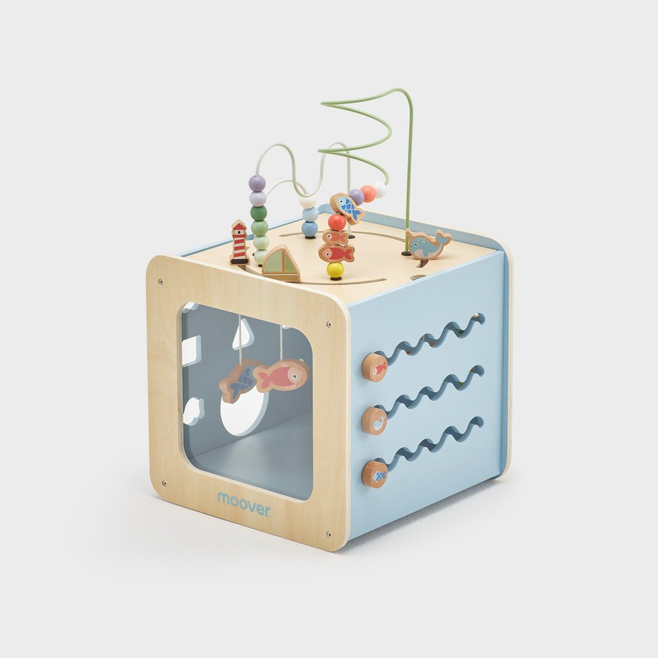 Wooden giant activity cube toy for toshi baby in light green by Moover Toys