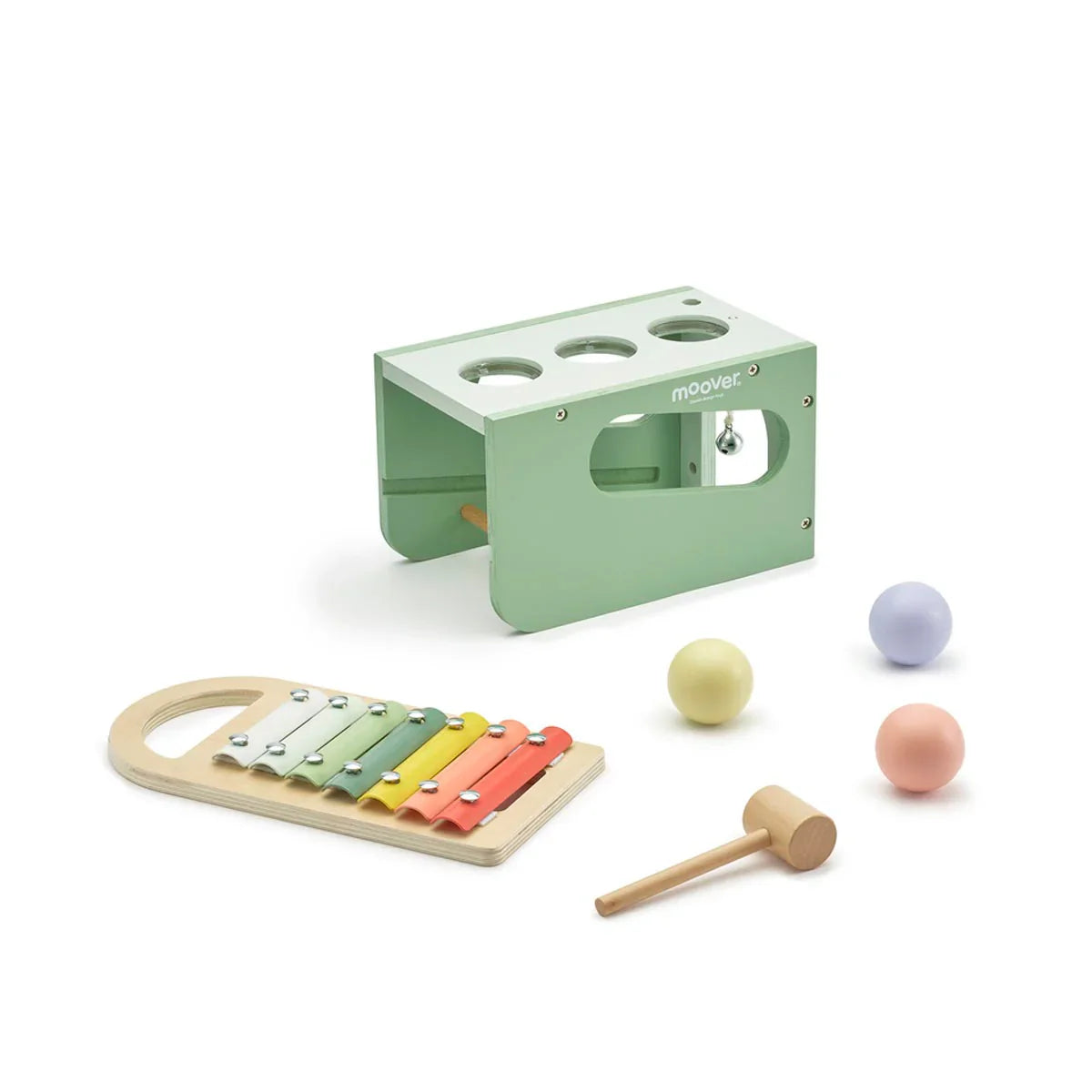 Wooden musical toy set from Moover Musical Tap for Toshi Baby Romper & Bare Mum Postpartum