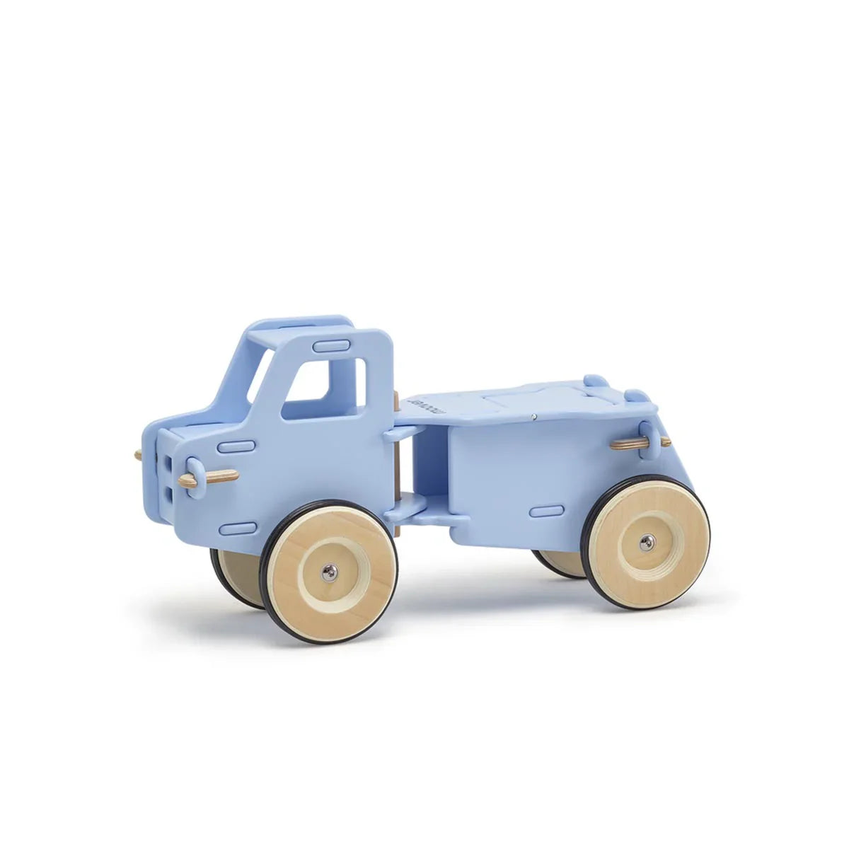 Light blue wooden toy truck from Moover Toys Classic to enhance gross motor skills