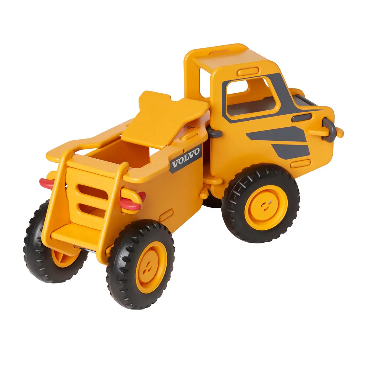 Yellow Volvo construction vehicle toy from Moover Toys Classic Dump Truck for Toshi Baby
