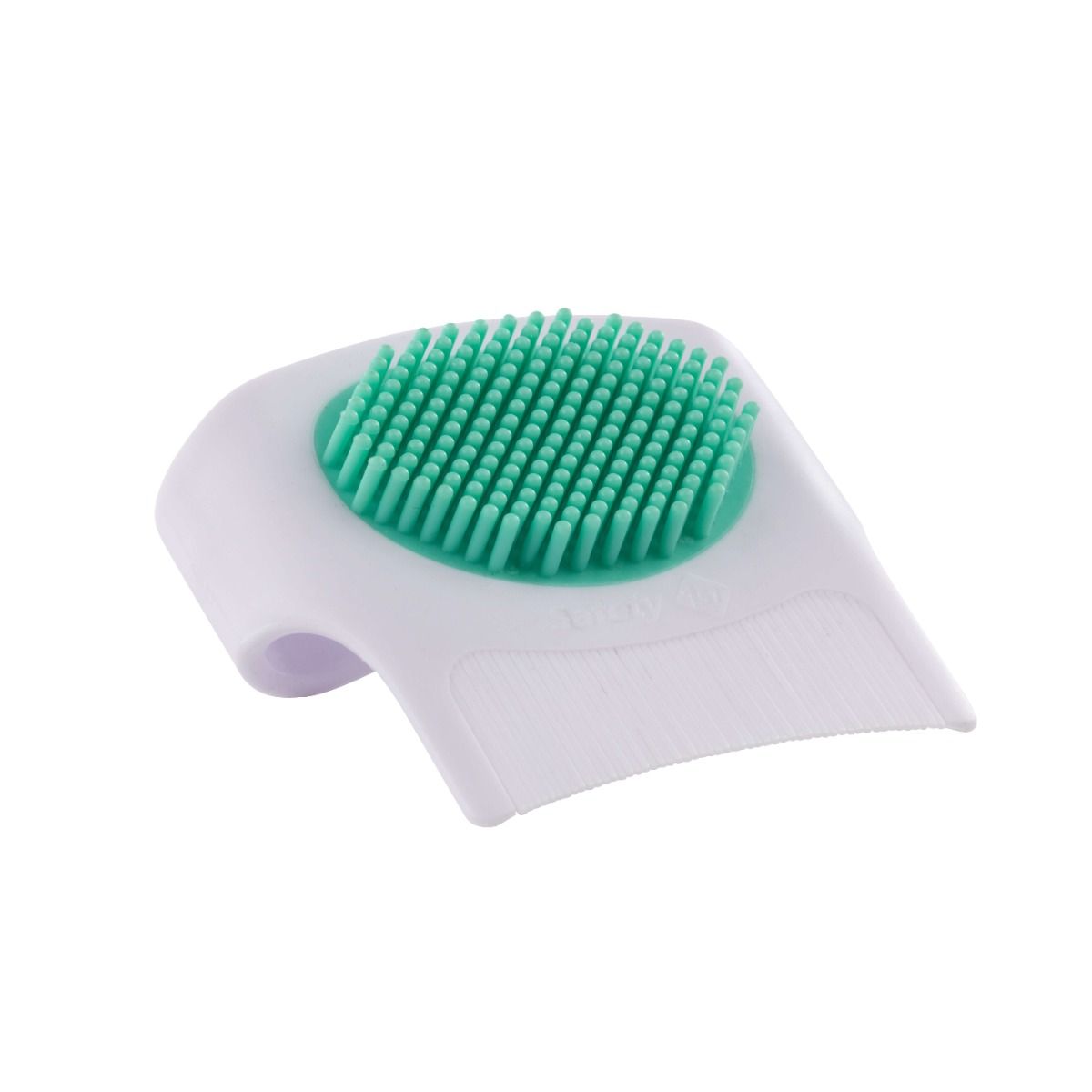 White and green silicone face scrubber for Choice Cradle Cap from Mothers Choice Cradle Cap