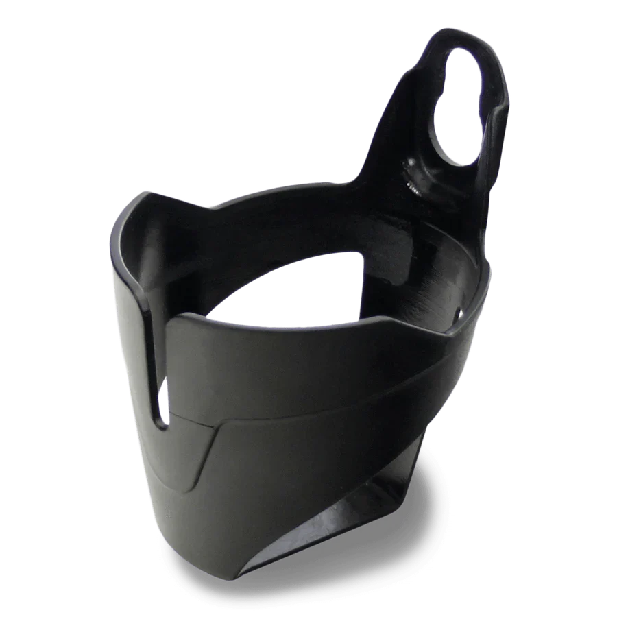 Black plastic buggy cup holder for Mountain Buggy and baby strollers
