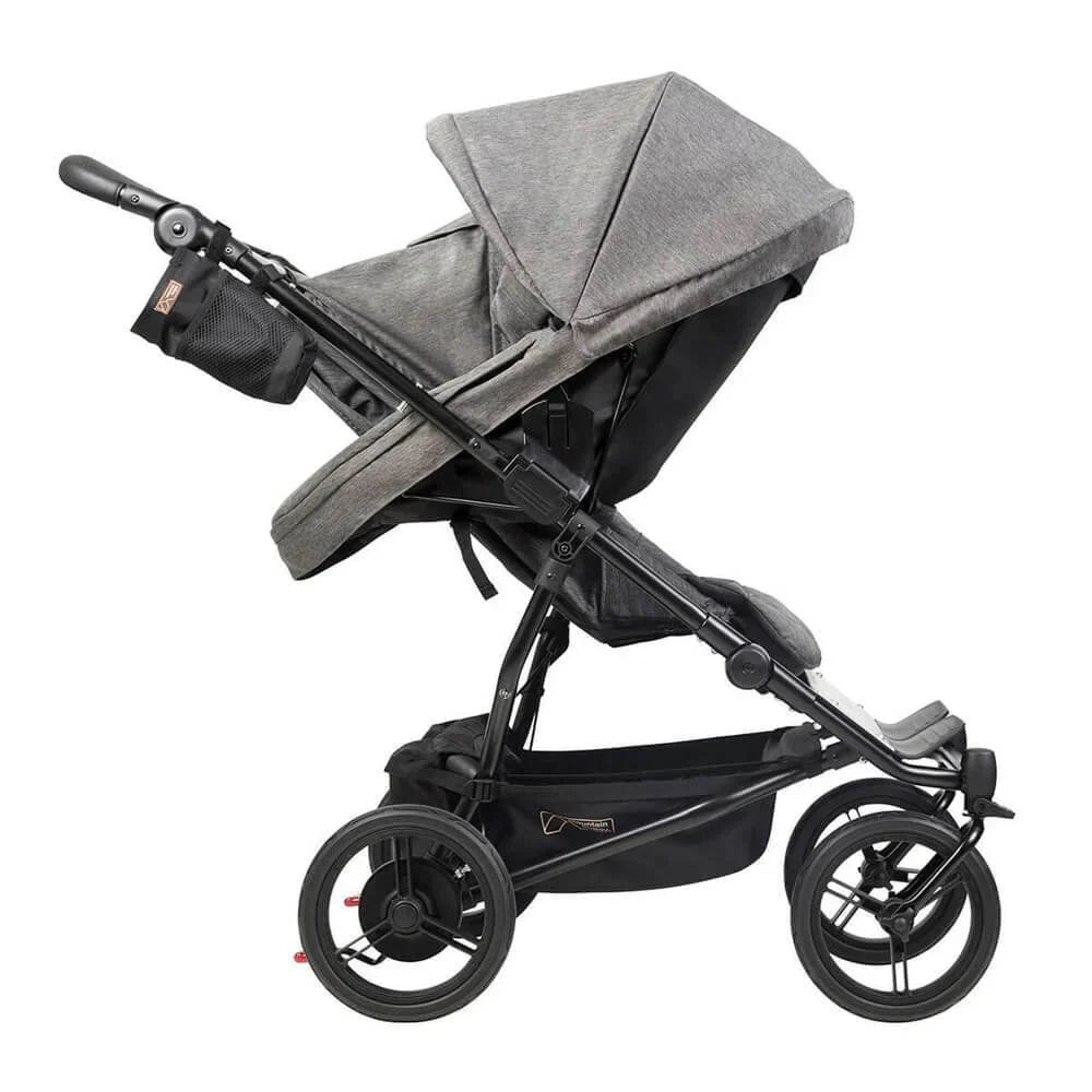 Gray baby stroller from Mountain Buggy Duet Luxury Collection Buggy for stylish baby strollers