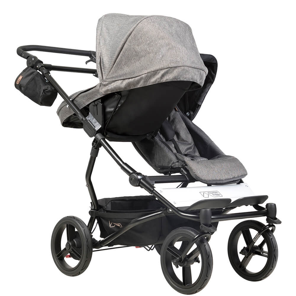 Double stroller with gray fabric from Mountain Buggy Duet Luxury Collection Buggy Free