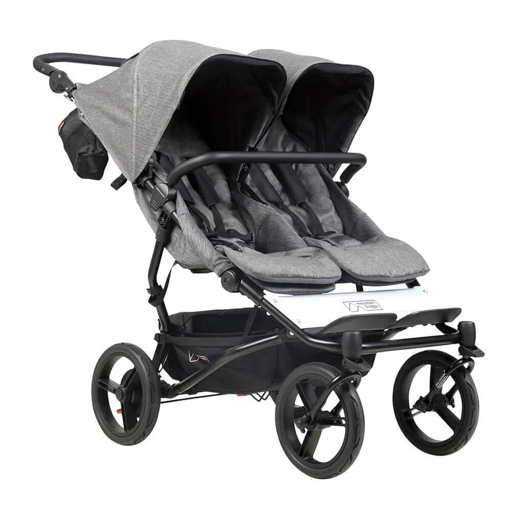 Gray double stroller from Mountain Buggy Duet Luxury Collection Buggy, perfect baby strollers