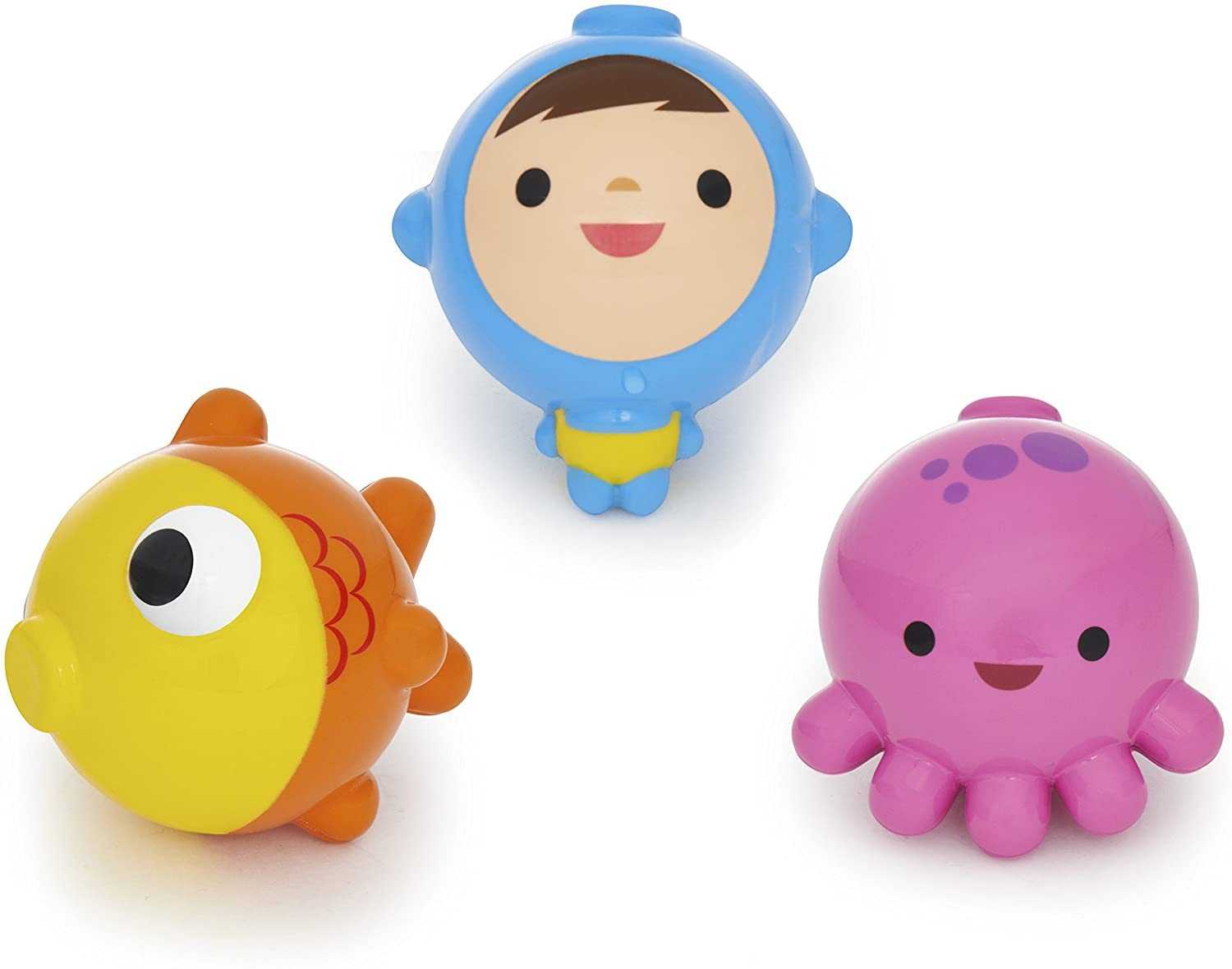 Colorful bath toys from Munchkin Fishin Bath Toy set, fun for baby strollers too