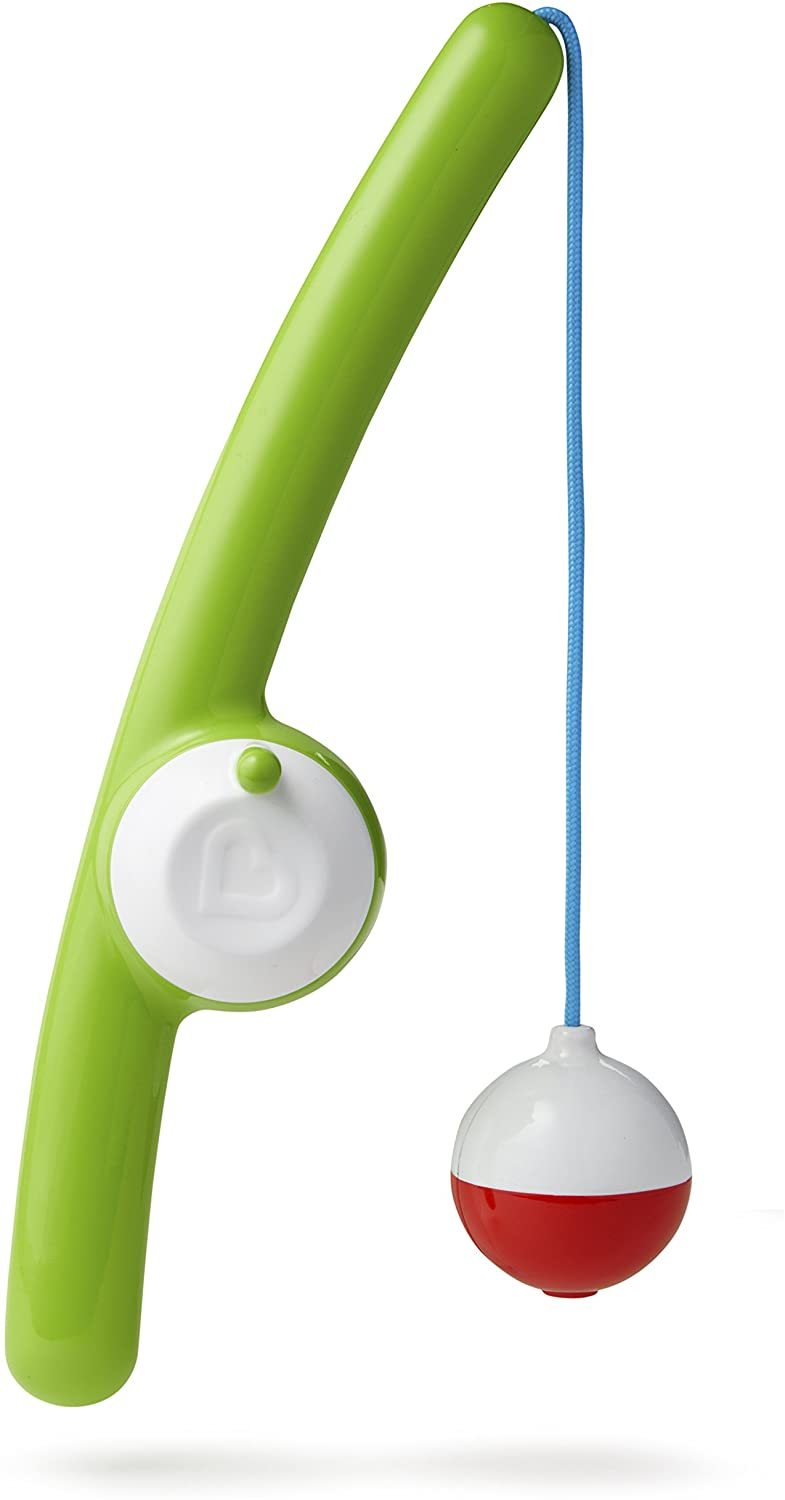 Green toy fishing pole with red and white bobber from Munchkin Fishin Bath Toy collection