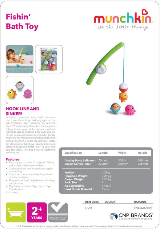 Munchkin Fishin Bath Toy for fun bath time, no link to baby strollers