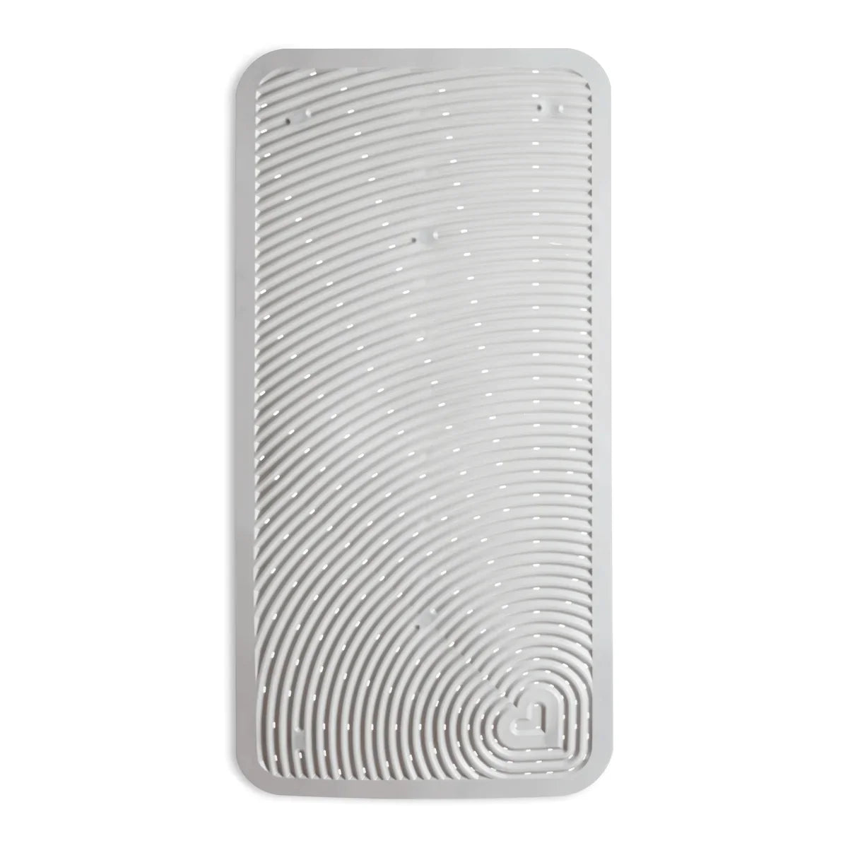 Rectangular silver cushioned bath mat with concentric ridges from Munchkin Soft Spot™ Cushioned Bath Mat