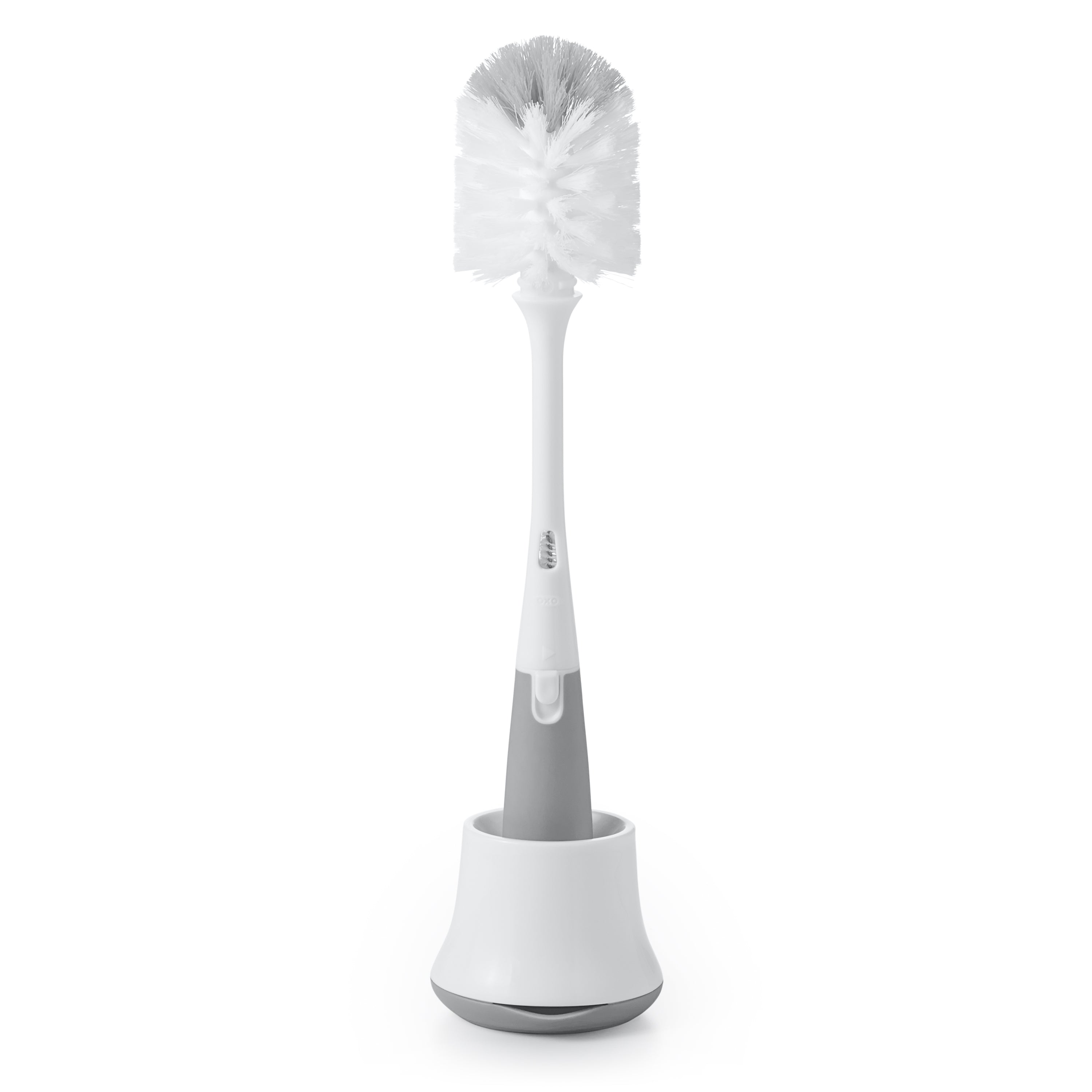 Toilet brush with holder from Oxo Tot Bottle & Cup Cleaning Set in Grey showing cleaning essentials