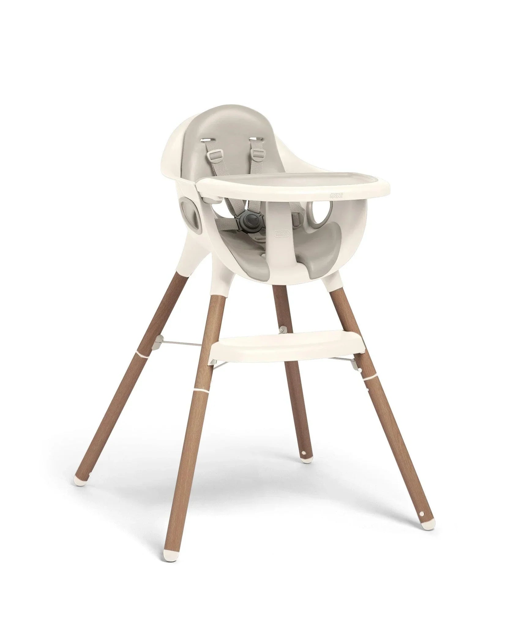 Modern high chair with wooden legs for baby strollers like Mamas & Papas Juice Highchair Croissant
