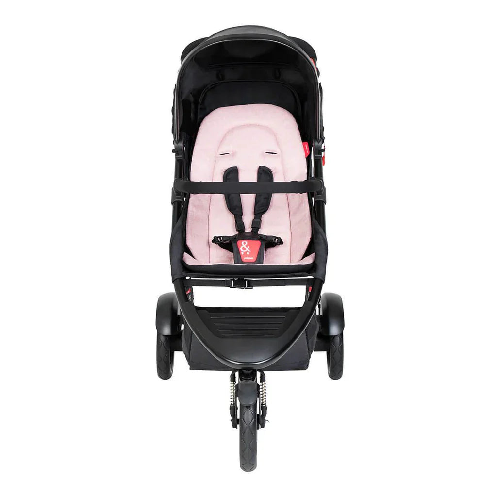 Black and pink phil&teds dot value inline three-wheeled single buggy, limited stock