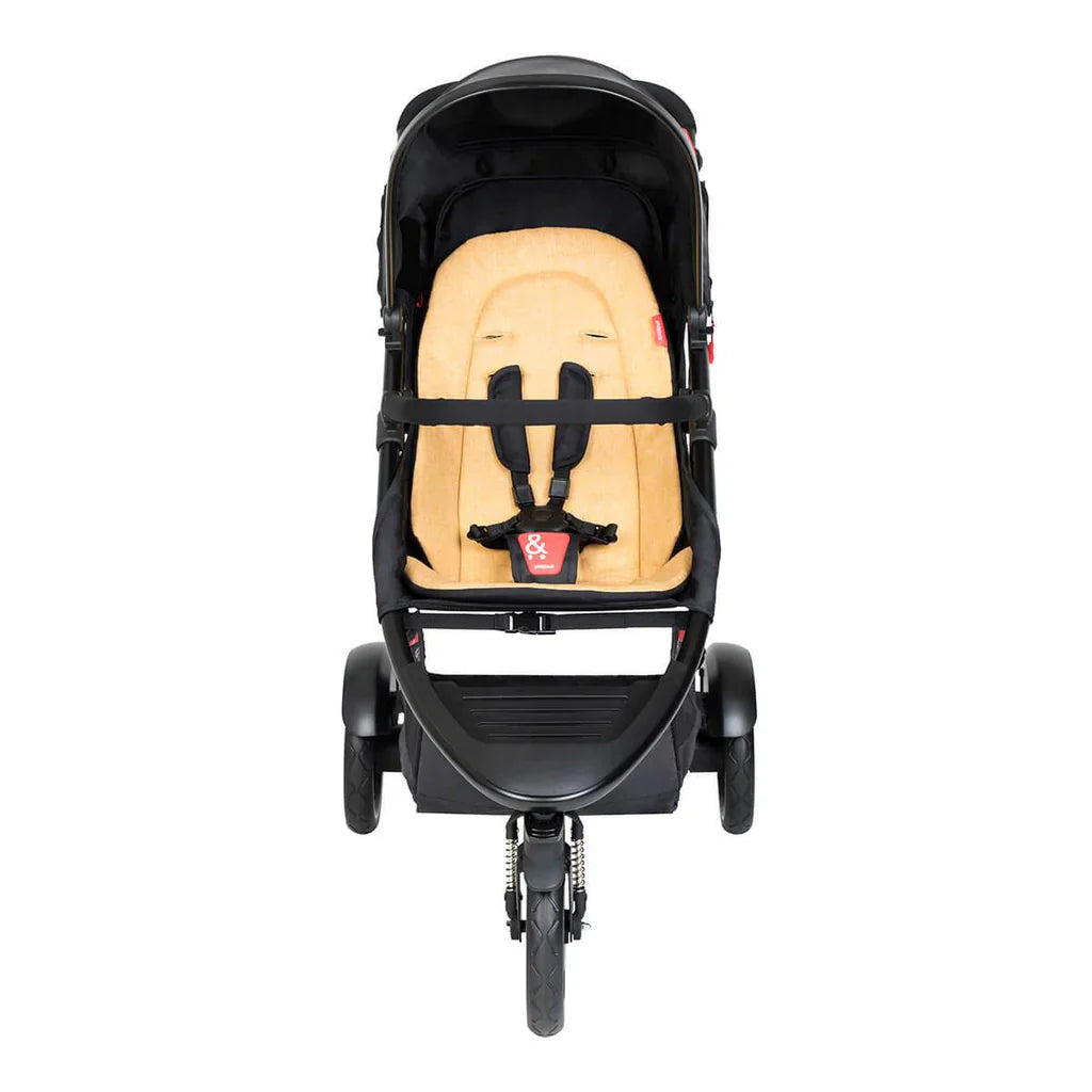 Black and tan three-wheeled Phil&Teds dot value inline single buggy limited stock