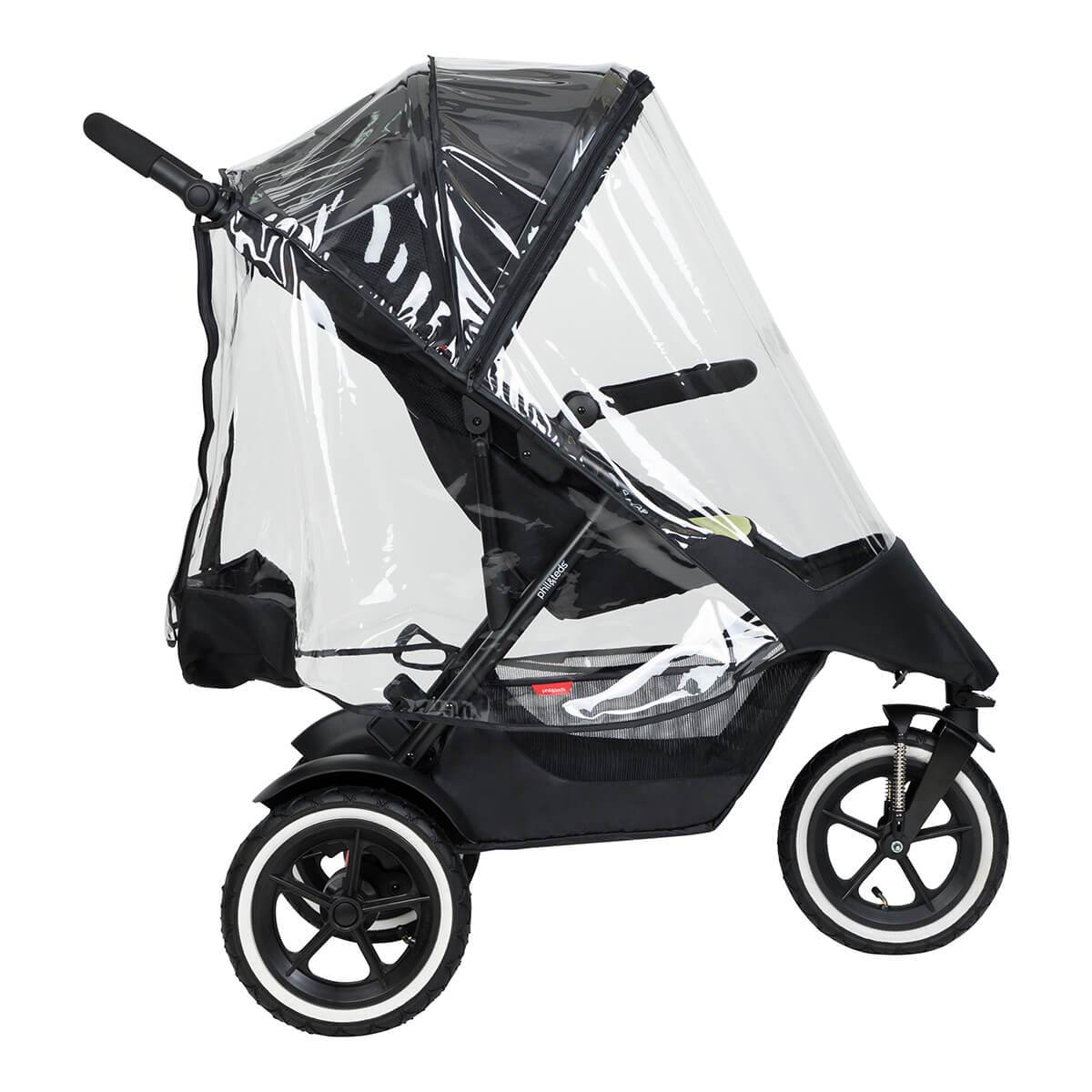 Black stroller with escape storm cover from Phil&Teds perfect for baby strollers in rain