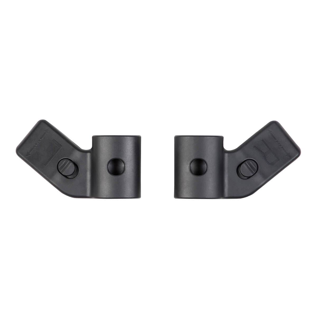Black plastic mounting brackets for Phil&Teds Inline Clip Set V6, ideal for baby strollers