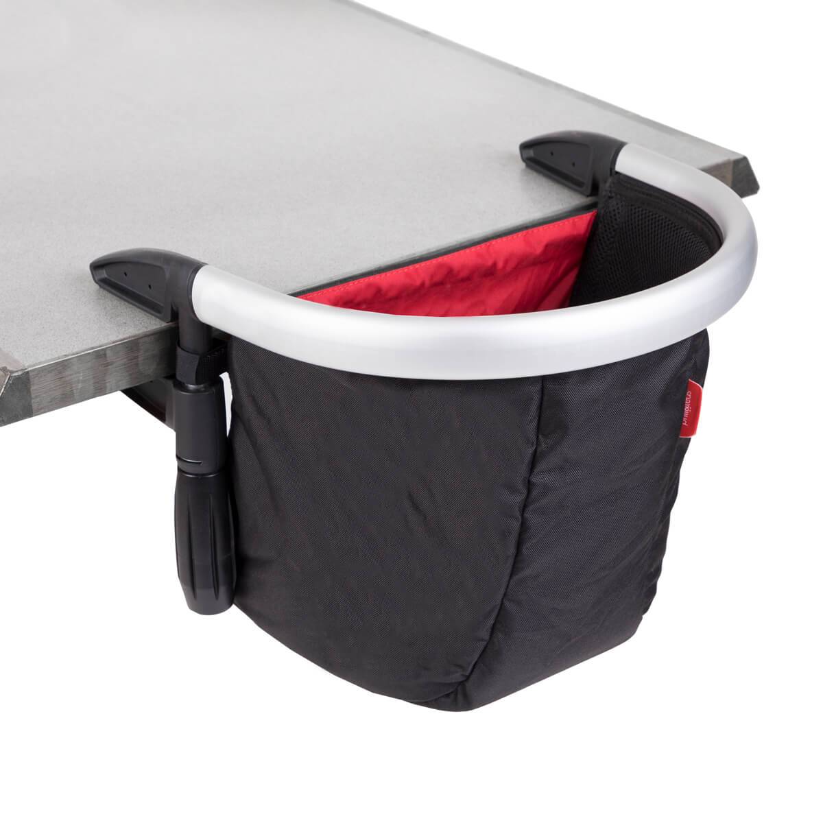 Black and silver clip-on high chair from Phil&Teds Lobster for Toshi Baby Romper or Bare Mum postpartum use