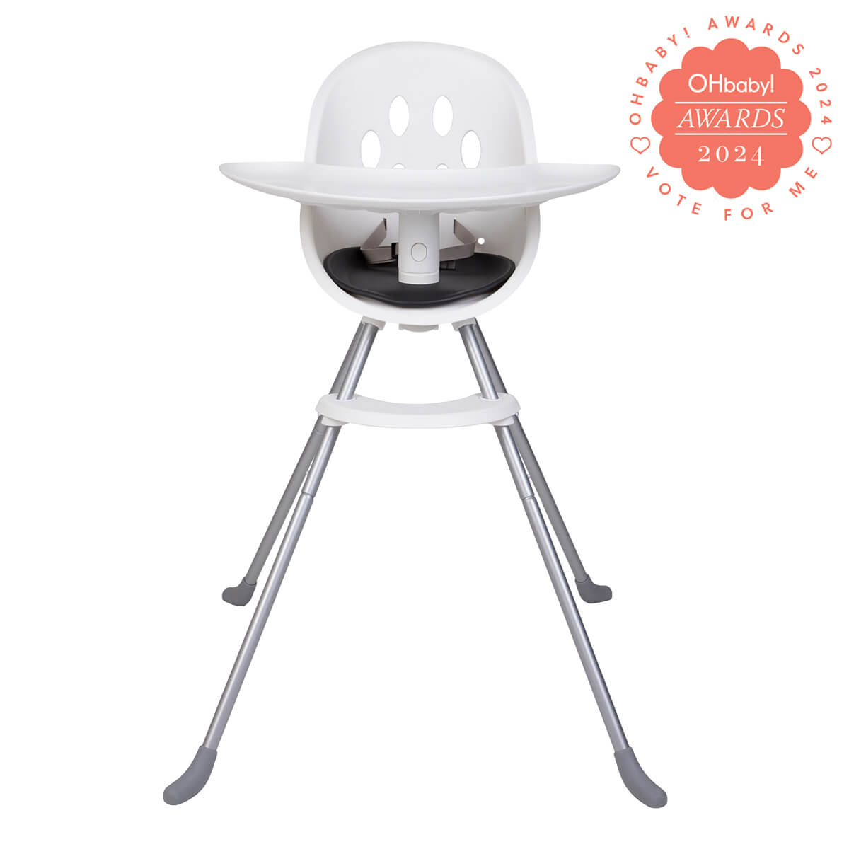 White baby high chair with silver legs for Phil&Teds Poppy stroller accessories