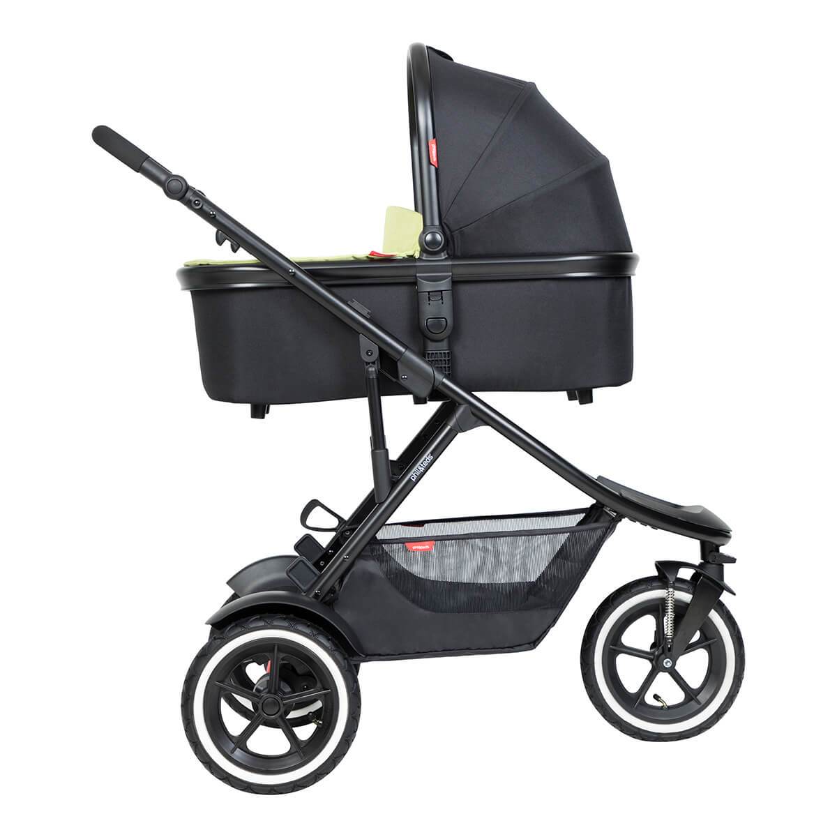 Black stroller with bassinet for phil&teds snug carrycot, perfect for baby strollers