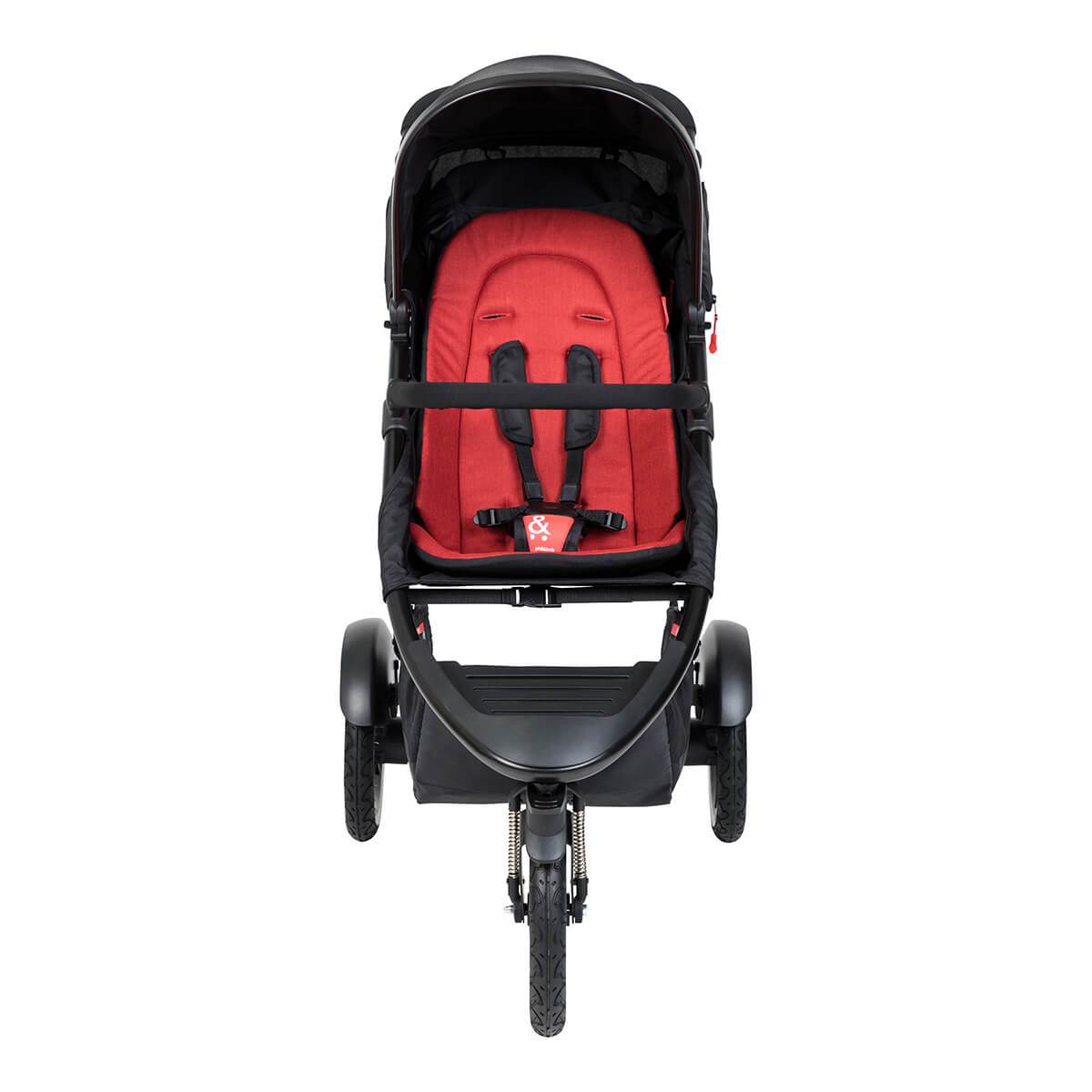 Black and red Three-wheeled Phil&Teds Sport buggy with fabric sling seat for Toshi Baby