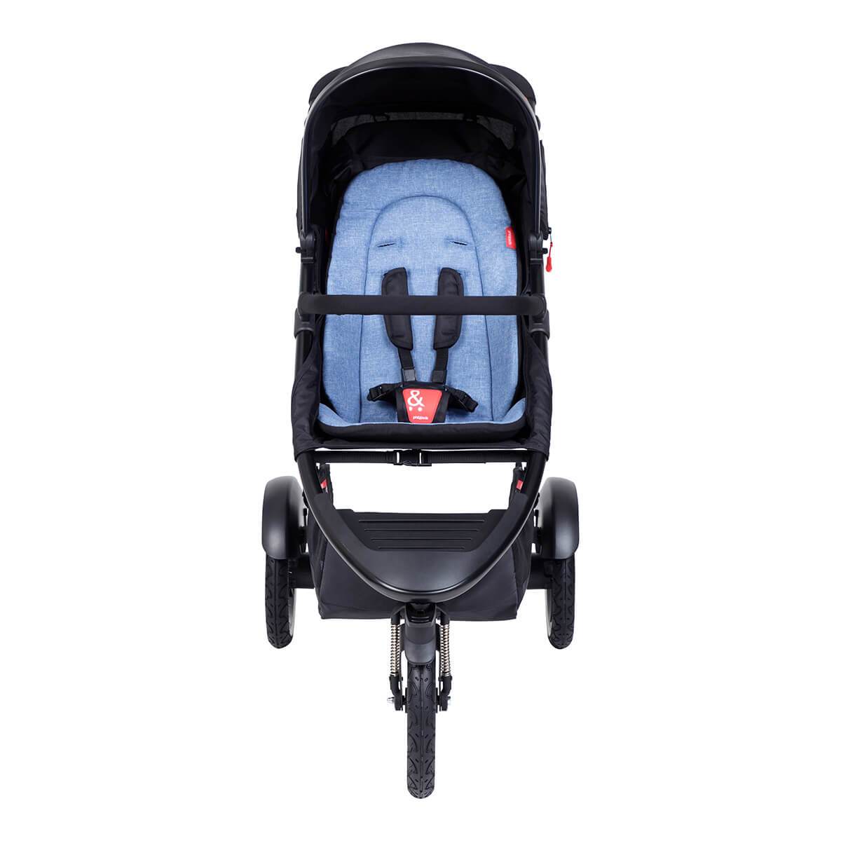 Black and blue Phil&Teds Sport buggy with toshi baby fabric sling seat, perfect baby stroller