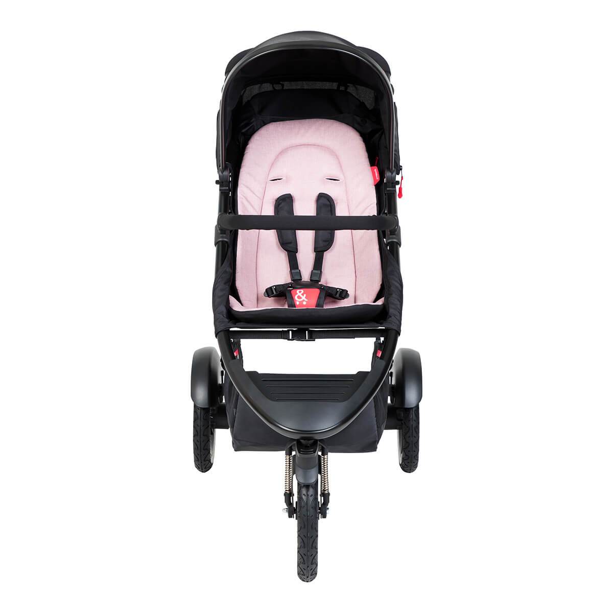 Black and pink Phil&Teds Sport buggy with fabric sling seat, perfect for toshi baby and baby strollers